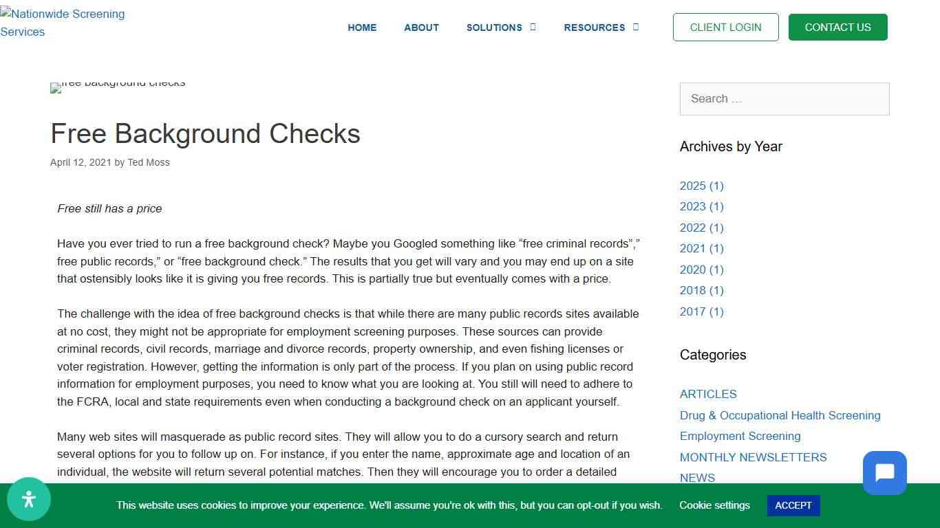 Free Background Checks - Nationwide Screening Services